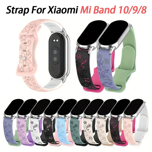 3D Flower Silicone Band for Xiaomi Mi Band 8 & 9 NFC Peaceful Pleasures Health and Wellness