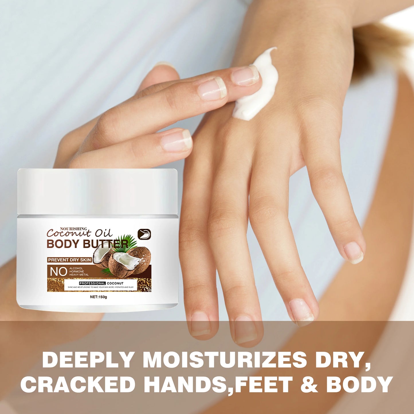 Ottilavie Coconut Oil Body Cream: With Coconut Oil & Aloe, Deep Hydration for All Skin Types, Non-Greasy, Ideal Gift Peaceful Pleasures Health and Wellness