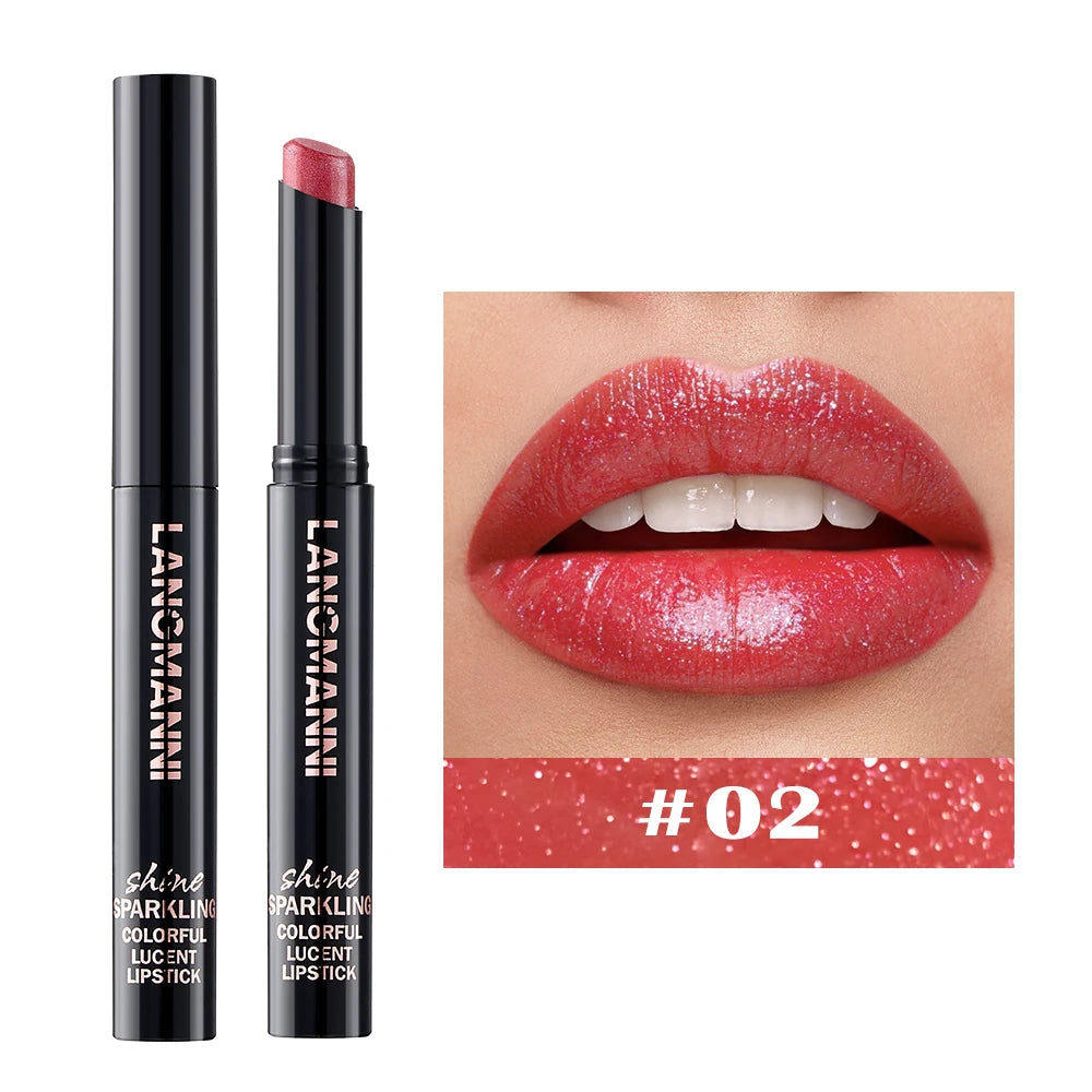 1 Glitter Lipstick - Glossy pearl effect, easy-to-apply moisturizing stick provides moisture and a subtle pearlescent effect to Peaceful Pleasures Health and Wellness 02