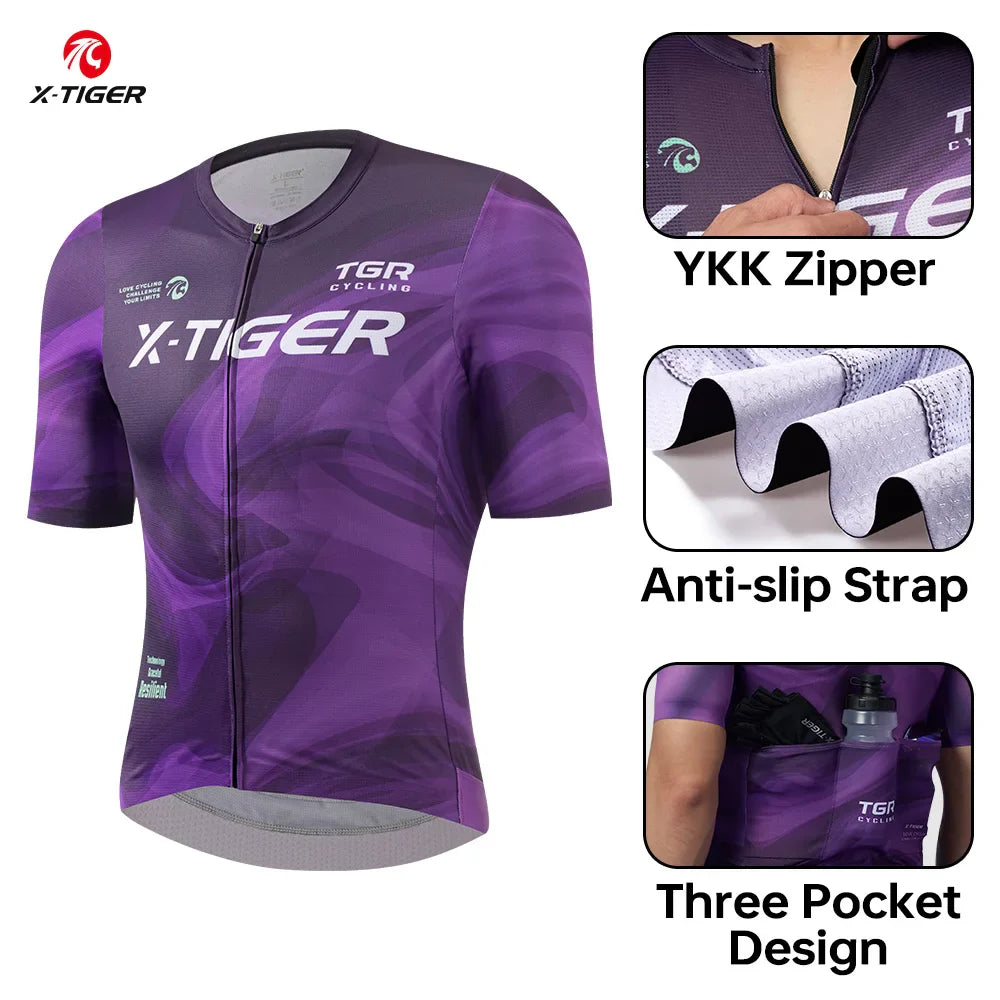 X-TIGER Men's Pro Cycling Jersey | Breathable Quick Dry MTB Shirt