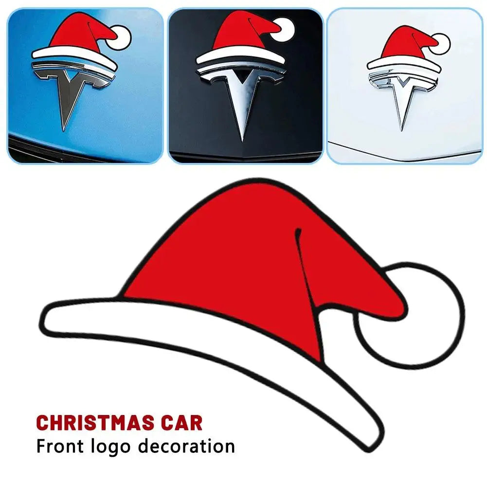 Christmas Santa Sticker for Tesla Model 3 & Y – Front Emblem