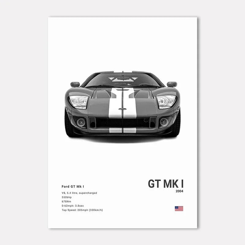 Famous Cars IE GT Canvas Wall Art Print Poster C C C Home Decor Modern Mural Unframed Birthday Gift Peaceful Pleasures Health and Wellness