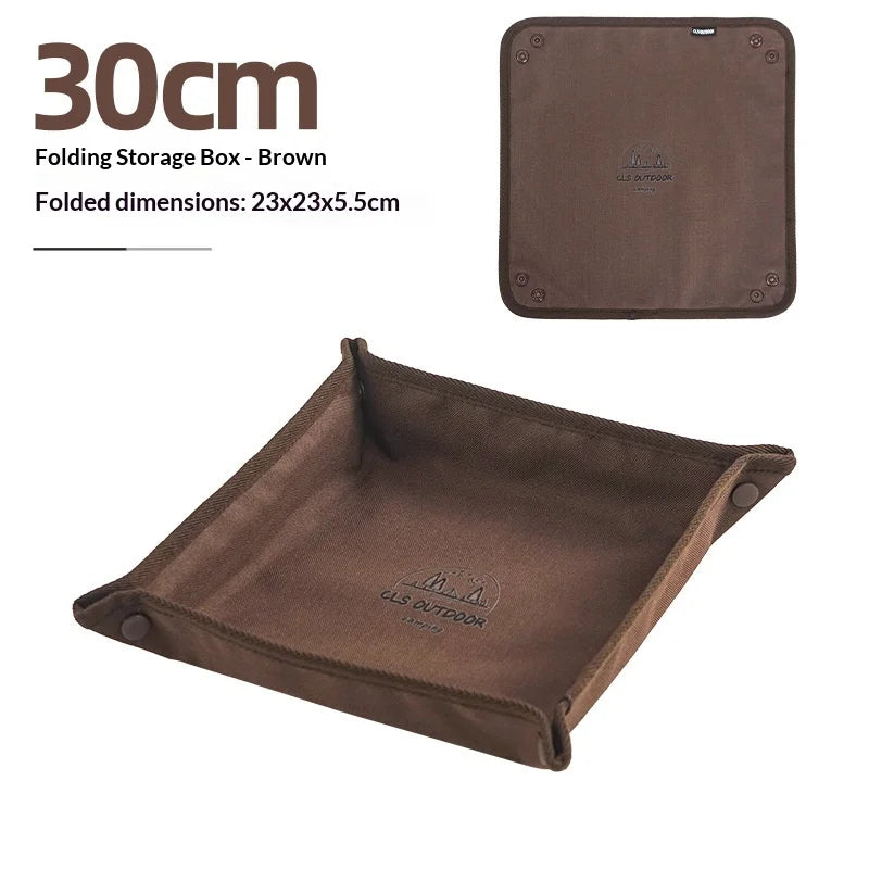 New Portable Folding Square Camping Organizer Tray - Compact Home and Travel Storage Box for Clutter-Free Camping Outdoor Peaceful Pleasures Health and Wellness brown-L