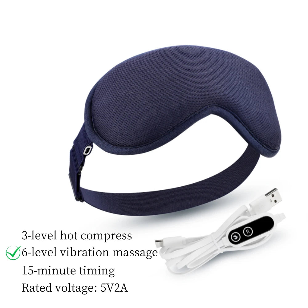 USB Eye Massager Heated Eye Shade Relieve Eye Fatiuge Remove Dark Circles Hot Eye Cover for Night Sleep Travel Office Eye Mask Peaceful Pleasures Health and Wellness 3 Heat 6 Vibration