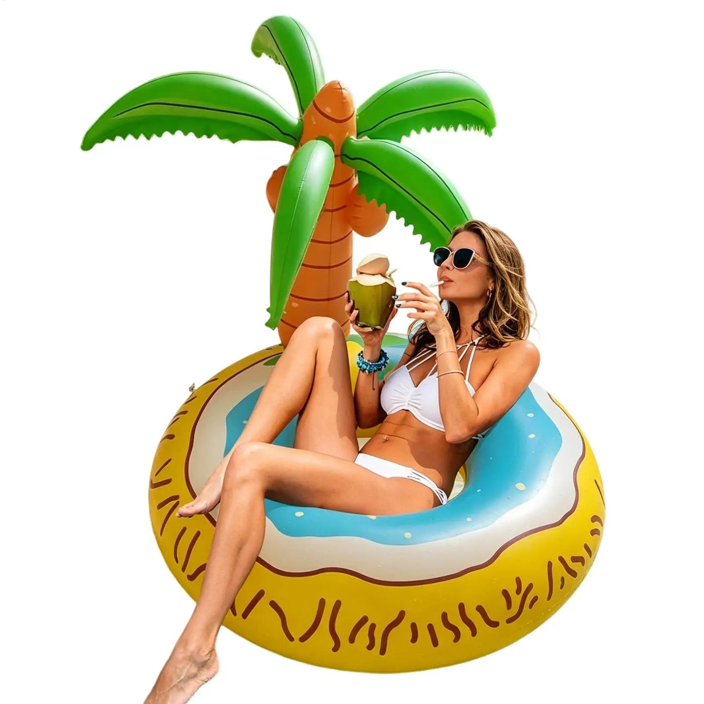 Inflatable Giant Tropical Tree Chair Funny Pool Float for Water Lake Beach River, Summer Party Swimming Floatie for Tanning Bar Peaceful Pleasures Health and Wellness