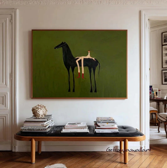 Modern Abstract Western Horse Canvas Wall Art Print Poster Canvas Wall Art Peaceful Pleasures Health and Wellness G4671 21x30cm Unframed