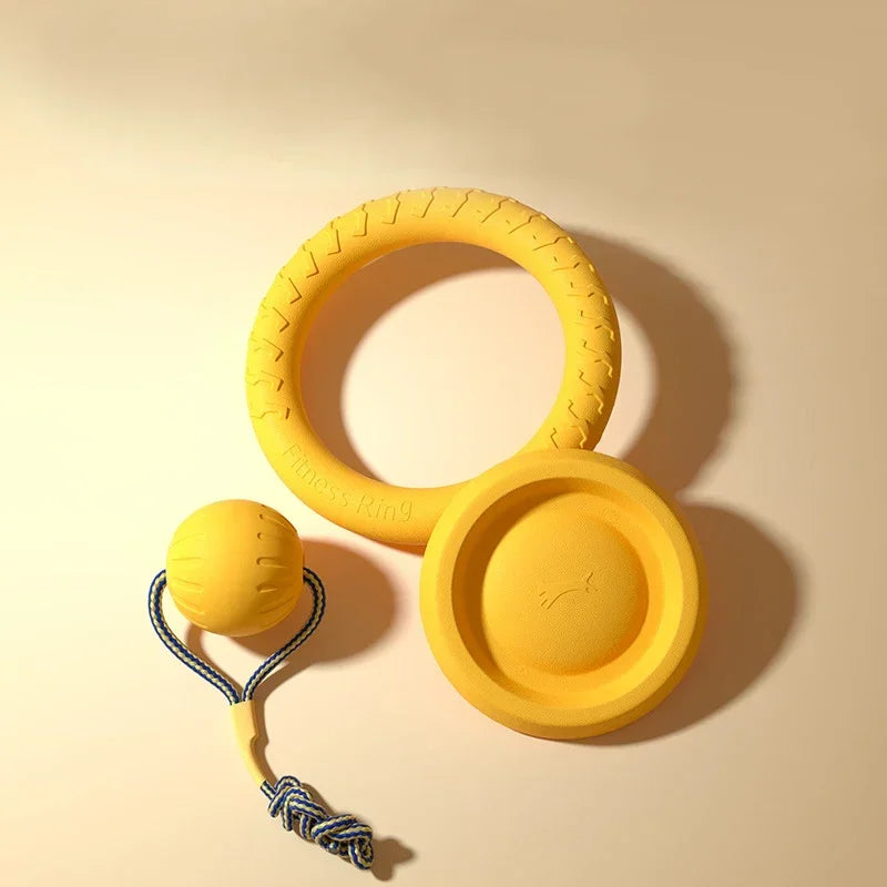EVA Dog Toys 4-Pack – Flying Disc, Ball & Tug Rope Interactive Dog Toy Set Peaceful Pleasures Health and Wellness