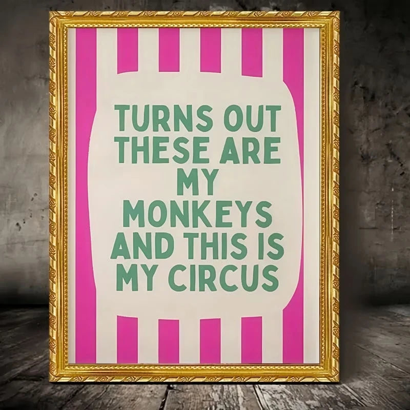"These Are My Monkeys" Funny Retro Canvas Wall Art Print