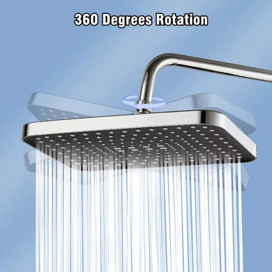 30cm Rainfall Shower Head – 360° Rotation, High Flow & Water Saving