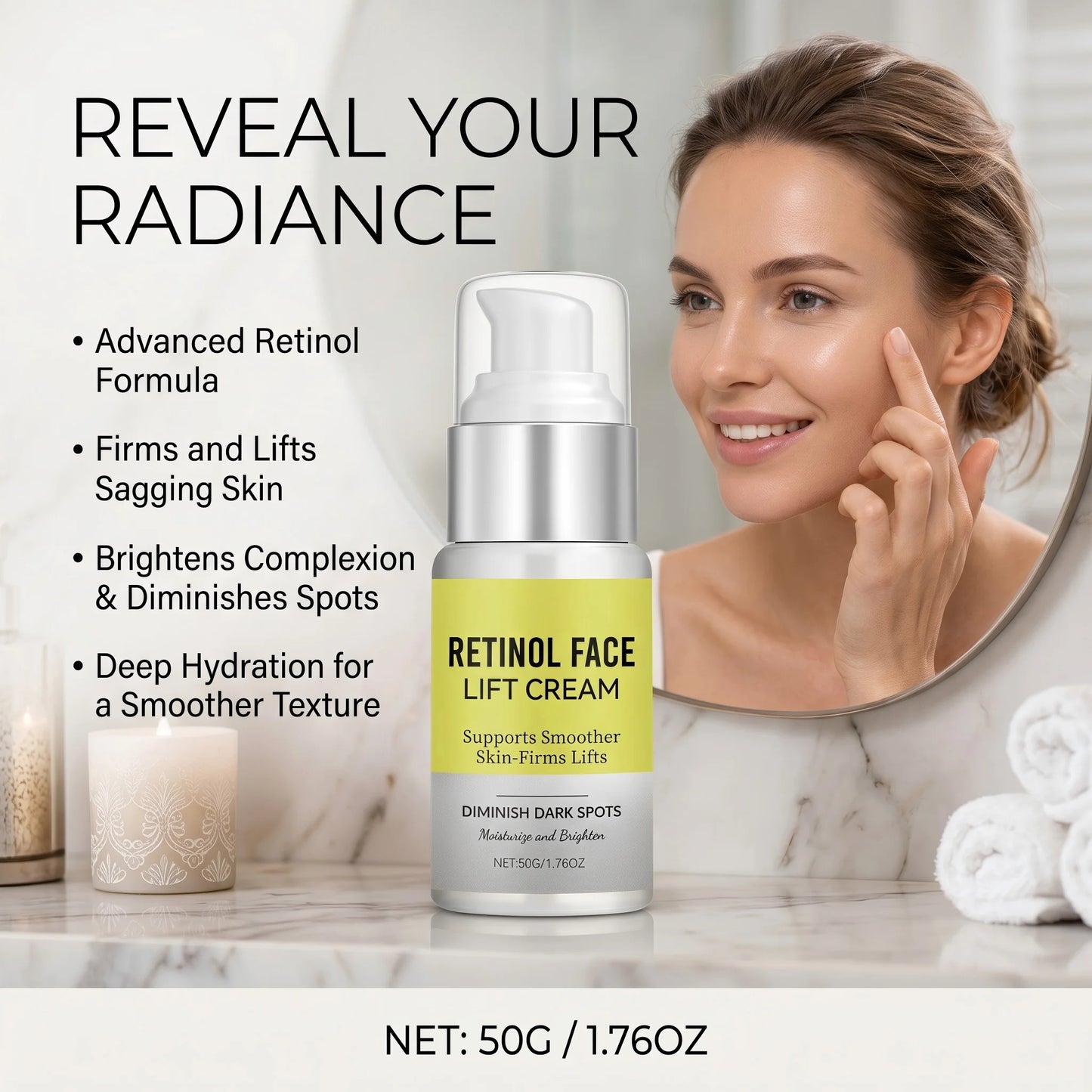 Retinol Face Cream Dark Spot Corrector Firming Lifting & Brightening Moisturizer Restores Elasticity Hydrate Repairing Skin Care Peaceful Pleasures Health and Wellness