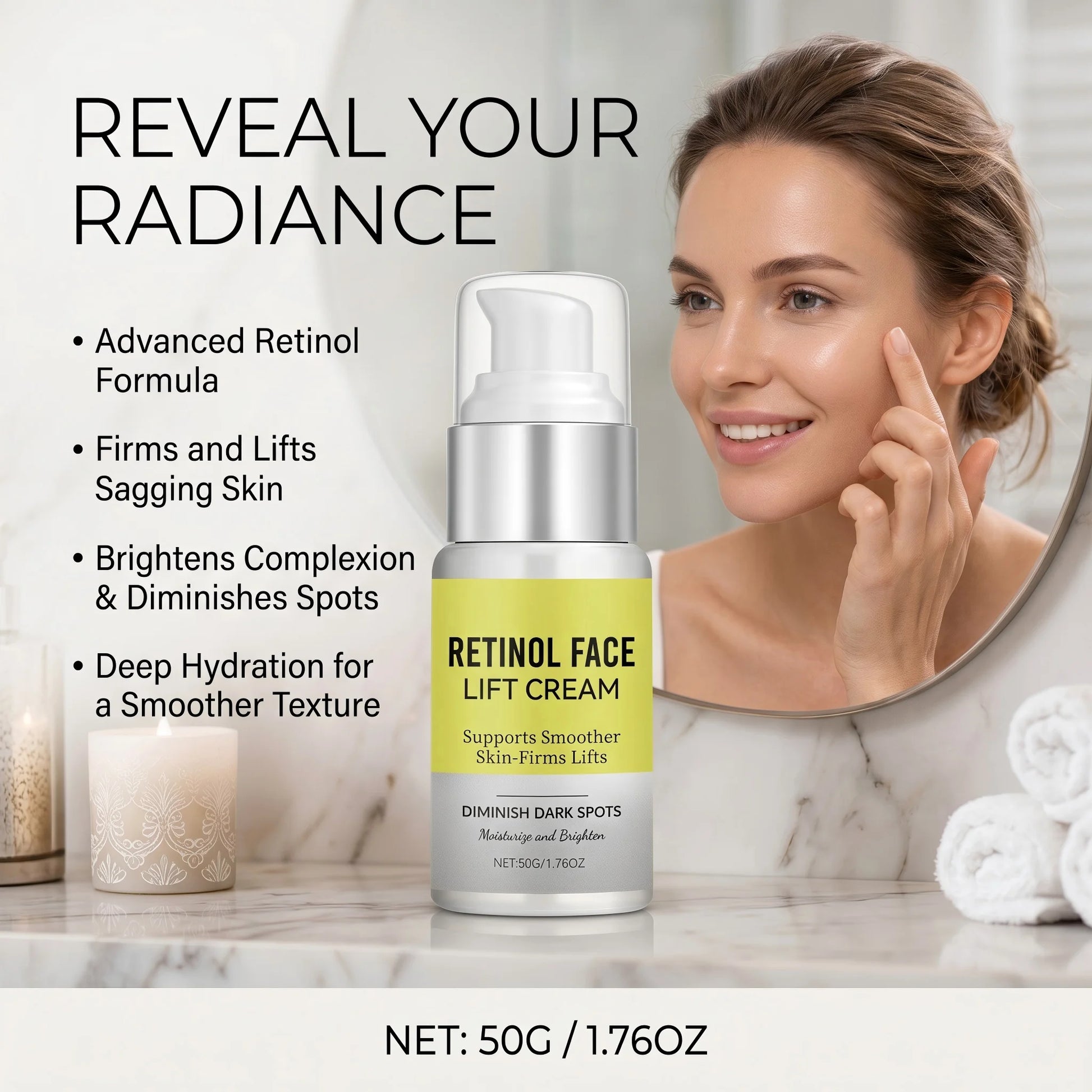Retinol Face Cream Dark Spot Corrector Firming Lifting & Brightening Moisturizer Restores Elasticity Hydrate Repairing Skin Care Peaceful Pleasures Health and Wellness