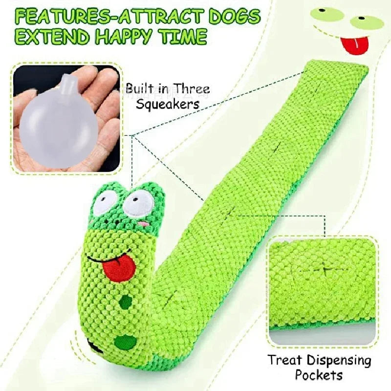 Dog Puzzle Feeder Snail Toy – Squeaky Plush Interactive Puppy