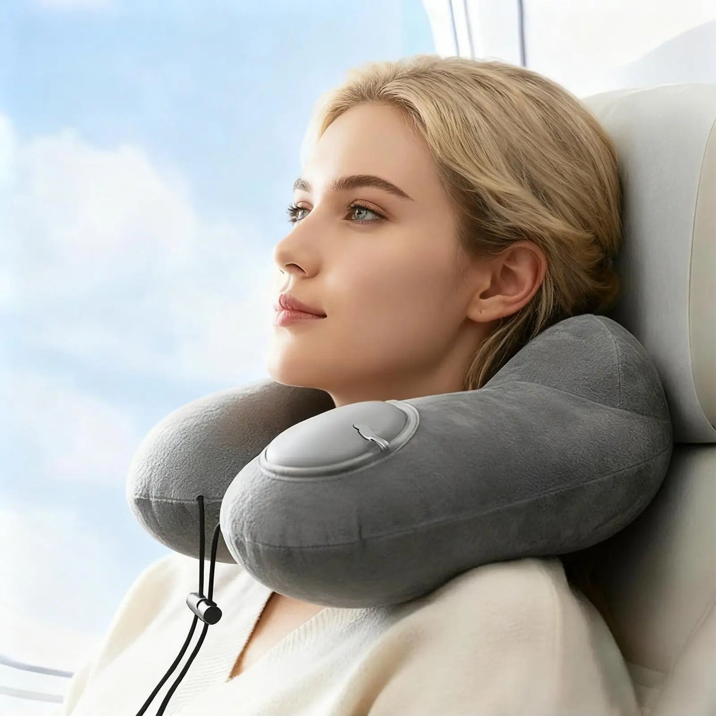 Inflatable Travel Neck Pillow | U-Shape Plush Support Cushion