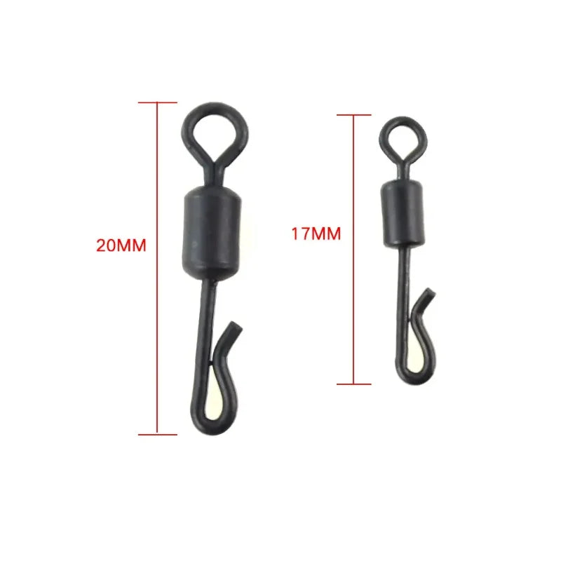 HIRISI 20Pcs Matt Black Quick Change Carp Fishing Swivel Kit, Durable Terminal Tackle for Carp Rig Fishing Accessories Peaceful Pleasures Health and Wellness