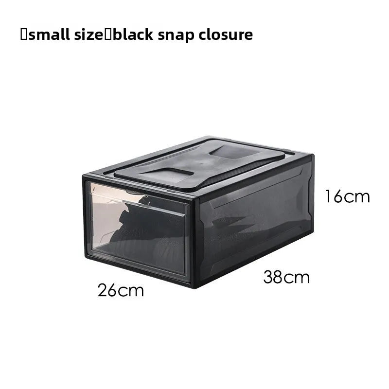 ‌Transparent Assembly Sneaker Organizer Flip Top Basketball Shoe Display Box Showcase Collectibles Unisex Home Décor Essential Peaceful Pleasures Health and Wellness S Black
