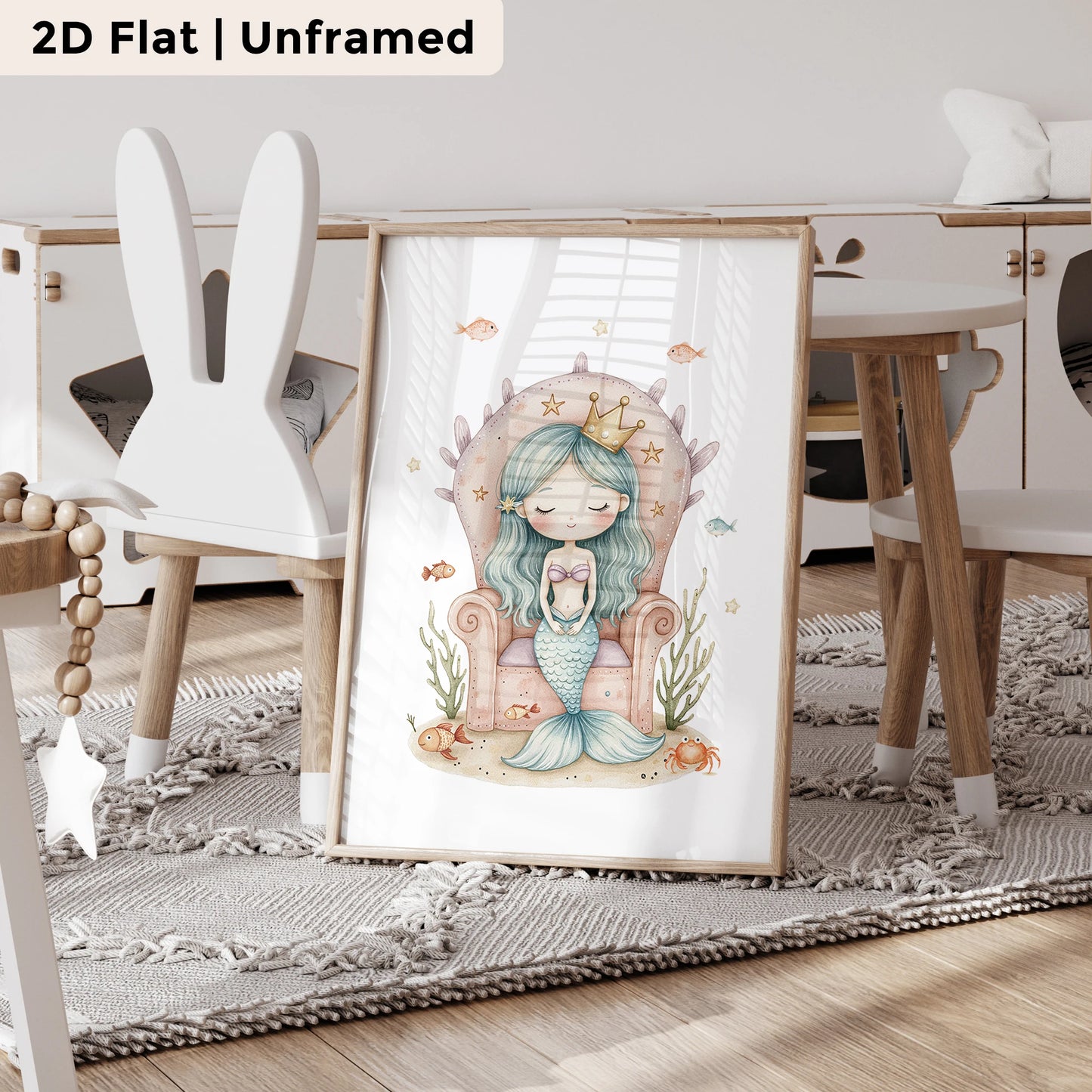 3-Piece Blue Mermaid Canvas Wall Art Print | Kids Room Decor