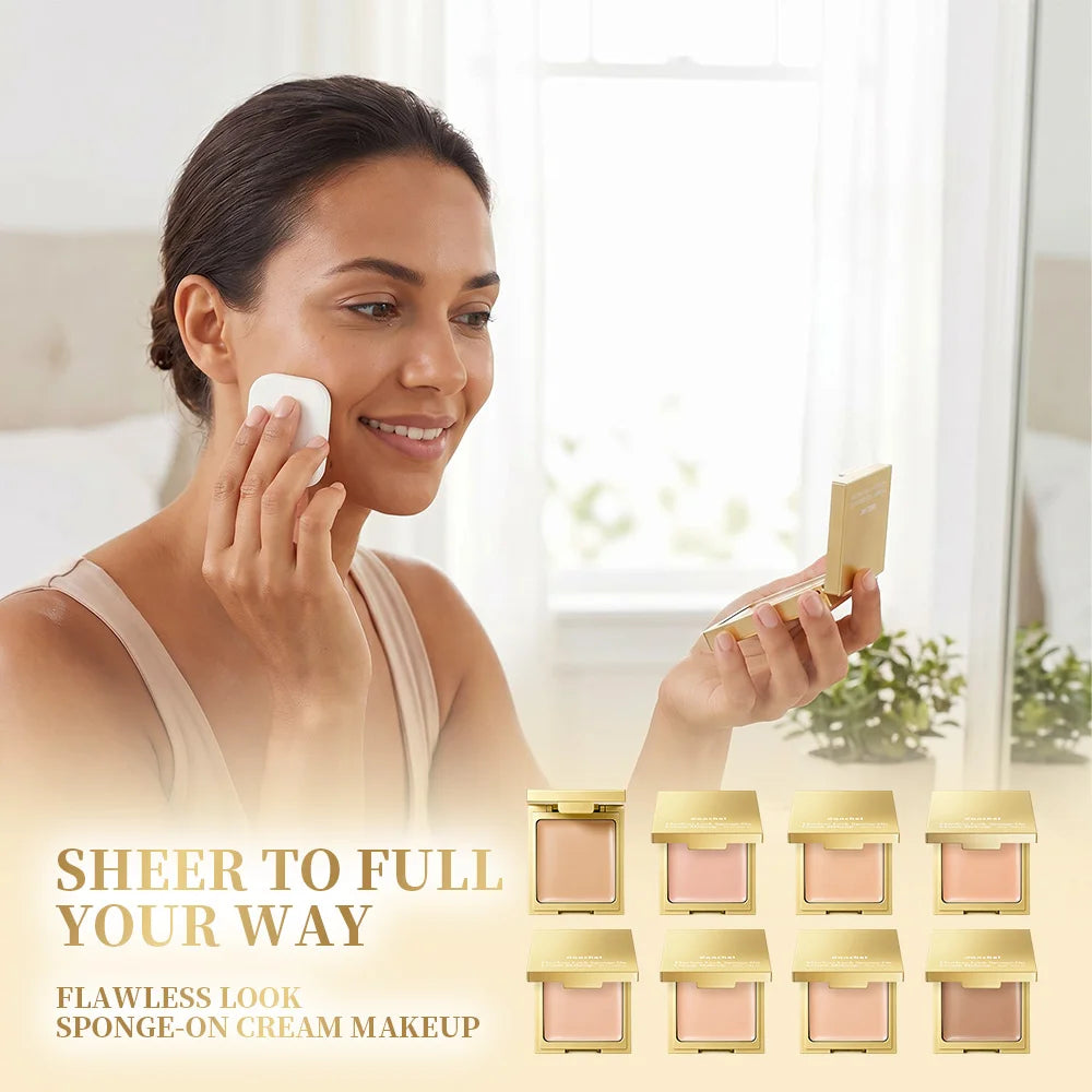 Flawless Finish Cream Foundation Sponge‑On Medium‑to‑Full Coverage Oil Control Breathable Long Lasting Concealer Makeup Peaceful Pleasures Health and Wellness