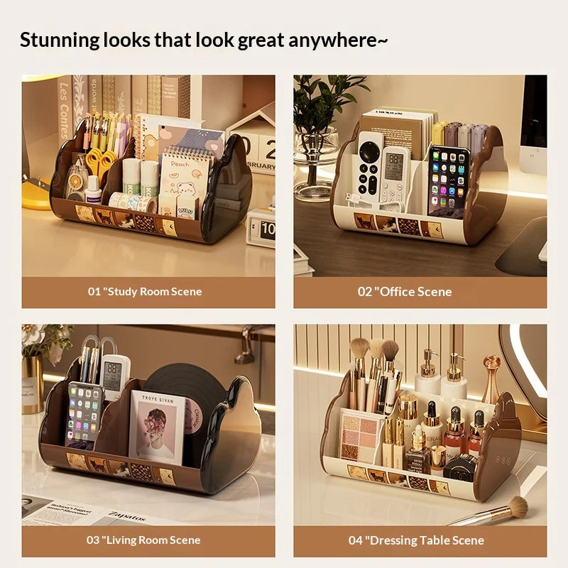 Space Saving Multi Compartment Desktop Organizer for Students Office Workers Cosmetic Stationery Office Supplies Storage Peaceful Pleasures Health and Wellness