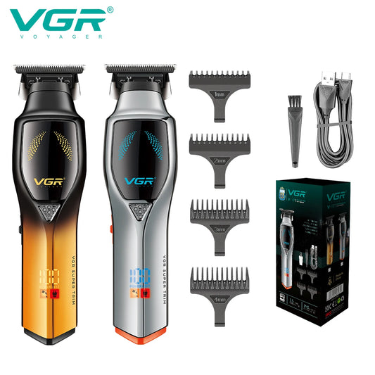 Vgr 187 USB Charging Hair Clipper Professional Cordless Electric Men's Shaving Gradient Intelligent Digital Push Clipper Peaceful Pleasures Health and Wellness