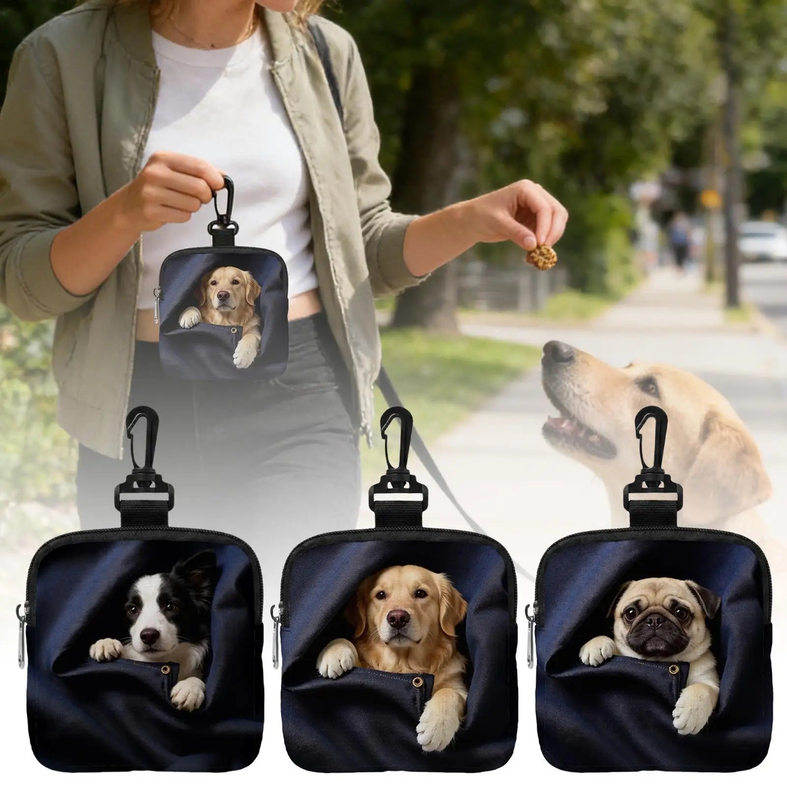 Portable Dog Treat Pouch Training Treat Carrier with Belt Clip Puppy Food Holder for Walking Camping Hiking Travel Beach Outdoor Peaceful Pleasures Health and Wellness