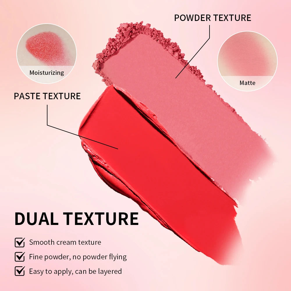 2-in-1 blush palette Natural and moist easy-to-color matte blush powder Facial blush Fine powder, easy to spread, easy to apply, Peaceful Pleasures Health and Wellness