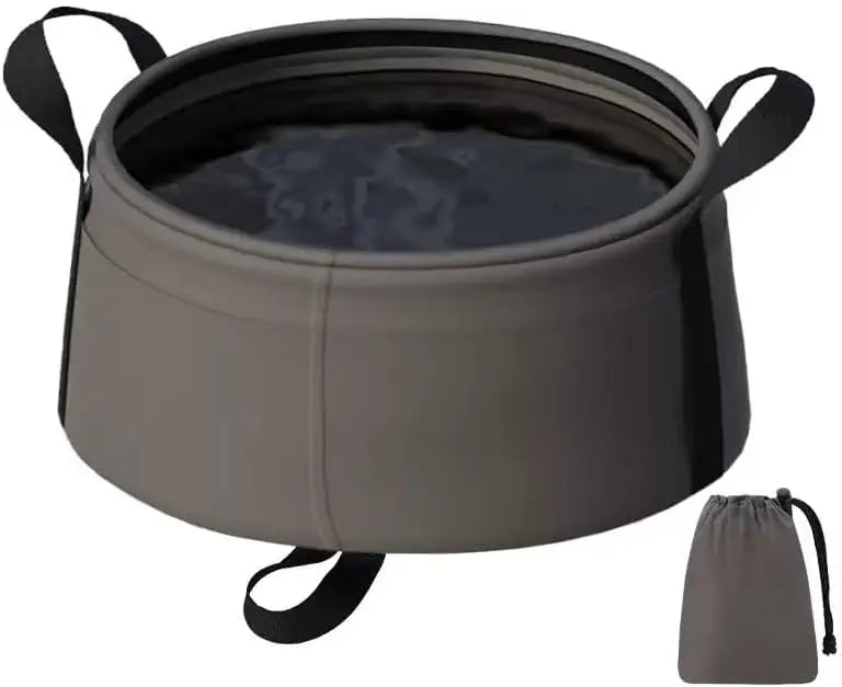 Folding Bucket, Water Container, 8.5l Waterproof Folding Basin, Space-Saving Utility Tub for Gardening, Camping Peaceful Pleasures Health and Wellness Khaki
