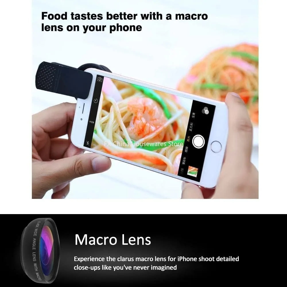 2 IN 1 Lens Universal Clip 37mm Mobile Phone Lens Professional 0.45X 49uv Super Wide-Angle + Macro HD Lens For iPhone Android Peaceful Pleasures Health and Wellness
