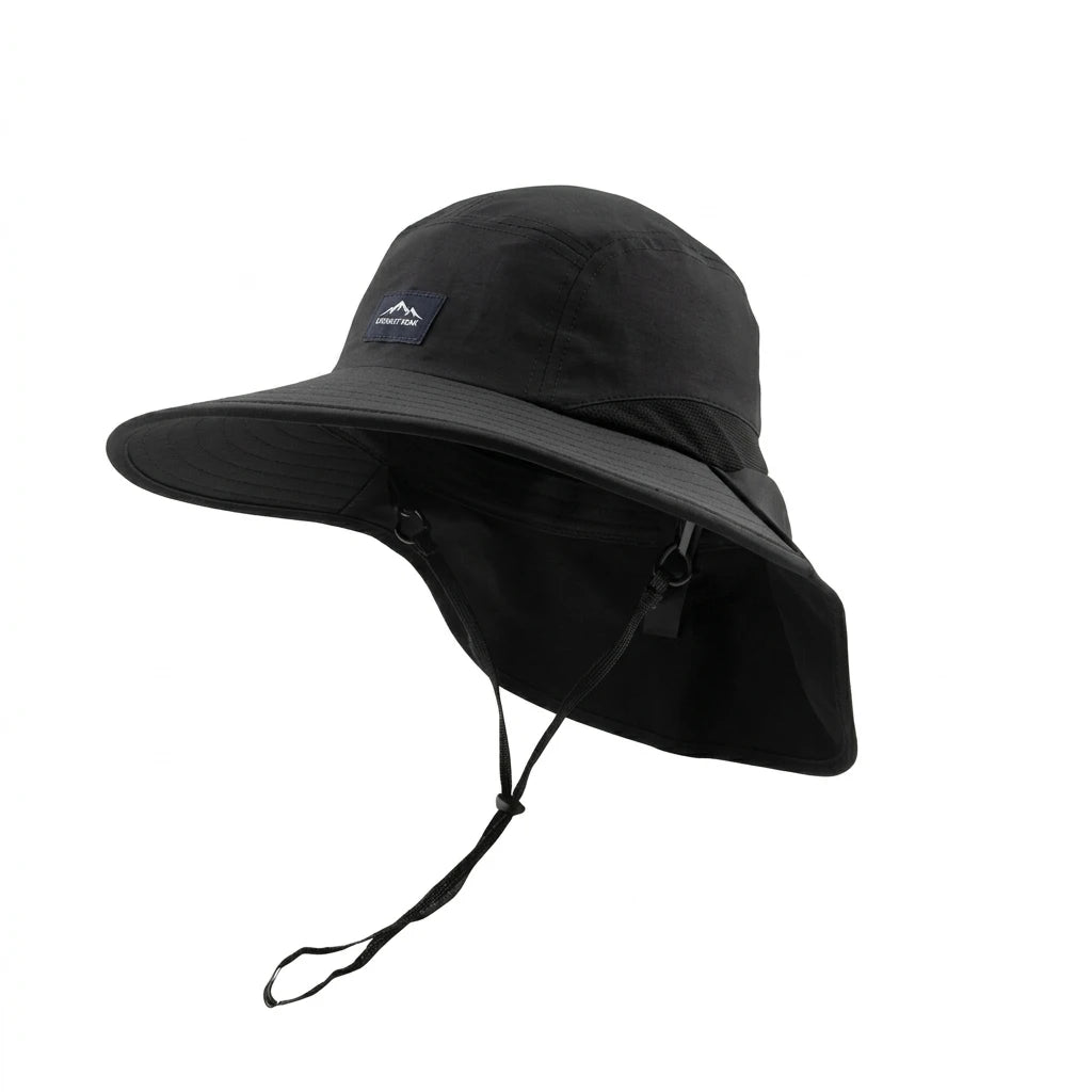 UPF50+ Sun Protect Hat Wide Brim UV Blocking for Outdoor Activities Peaceful Pleasures Health and Wellness Black