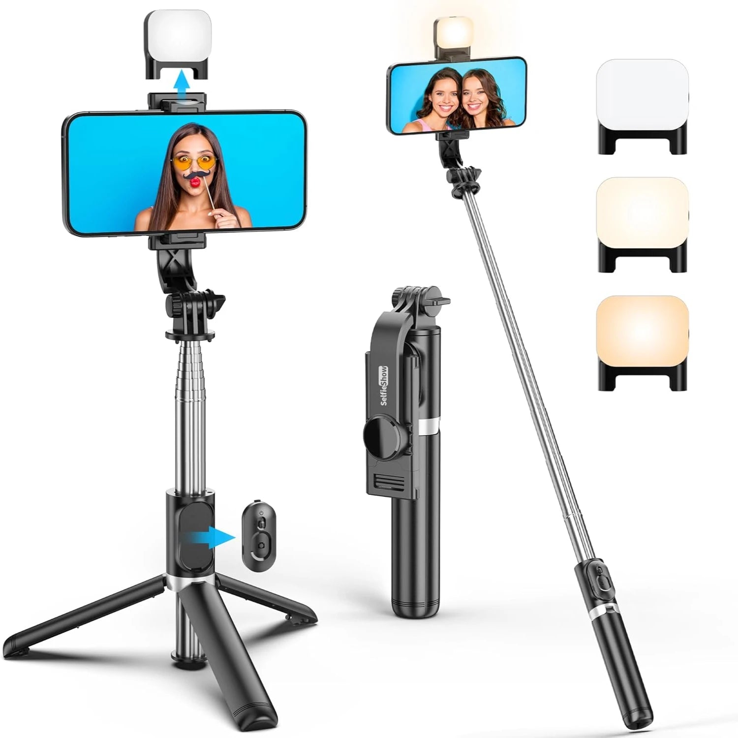 Selfie Stick Tripod with Light & Wireless Remote, Portable Bluetooth Retractable 70CM Phone Holder for Travel Vlog. Peaceful Pleasures Health and Wellness