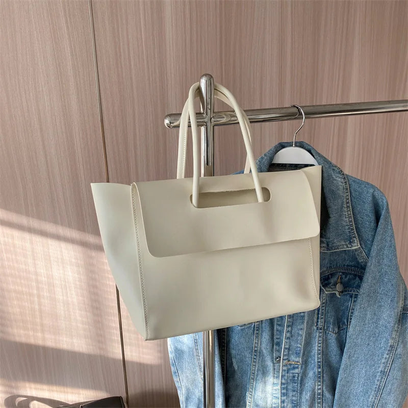 Korean Retro Tote Bag | Large Capacity Commuter Handbag Tote Handbag Peaceful Pleasures Health and Wellness Beige