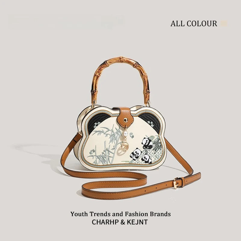 Panda Bamboo Crossbody Bag | Chinese Vintage Shoulder Handbag