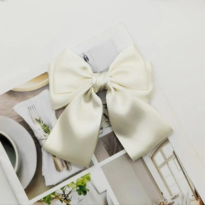 Bow Ribbon Hair Clip – Solid Color Bowknot Barrette for Women