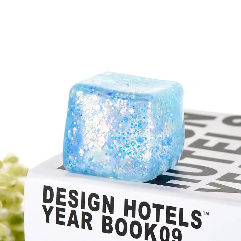 Glitter Ice Cube Fidget Toy – Soft Slow Rebound Squeeze Toy