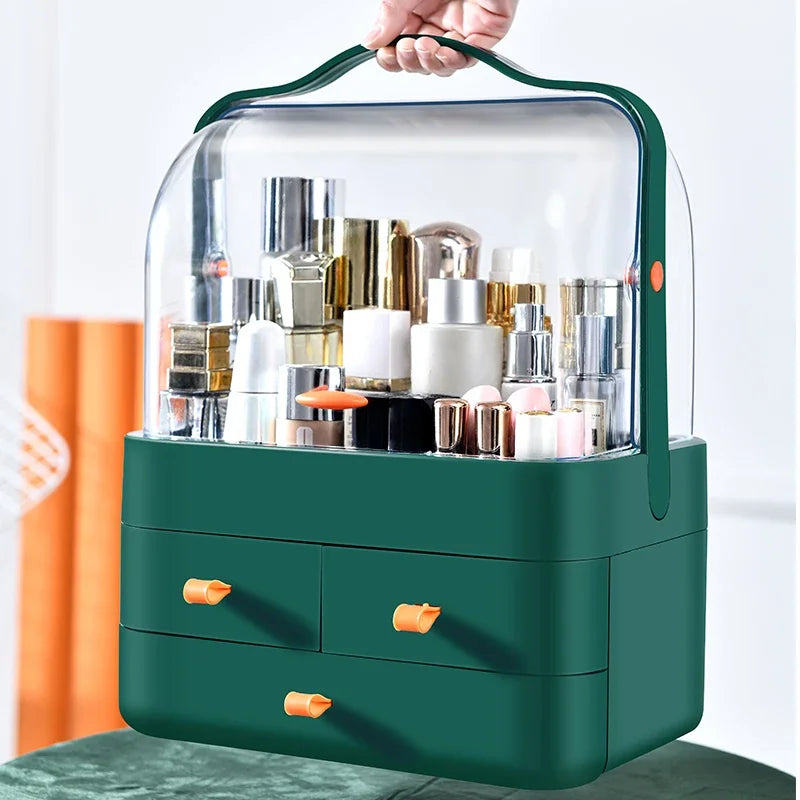 Cosmetics Receiving Box Dust-Proof Desktop Makeup Organizer with Drawer for Skin Care Products Household Storage Box Shelf Peaceful Pleasures Health and Wellness