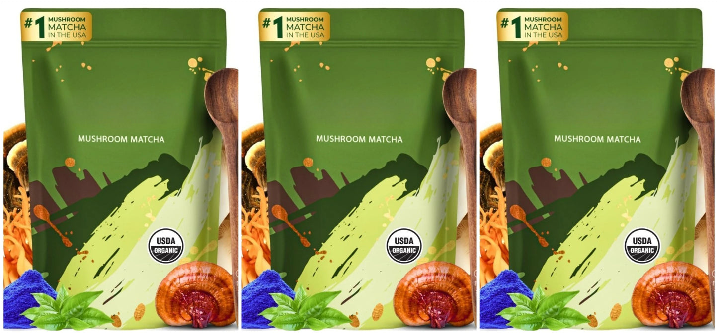 Organic Mushroom Matcha Supplement | Lion's Mane & Reishi 180g