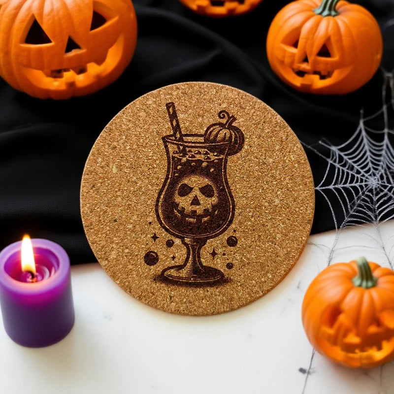 Halloween Cocktail Cork Coasters Set of 4 | Party Home Decor