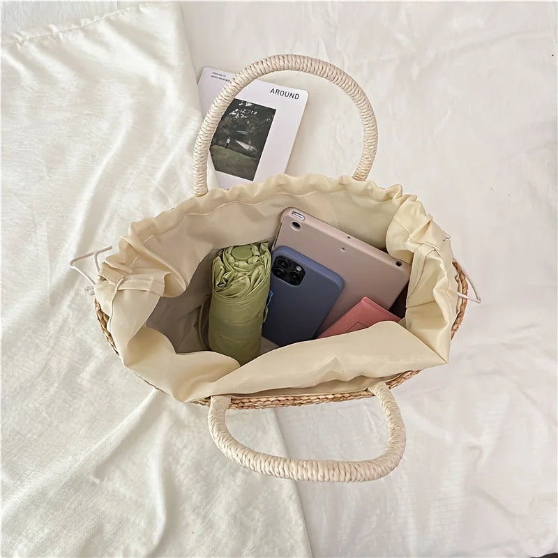 Bohemian Embroidery Straw Beach Tote Bag | Large Woven Shoulder Woven Straw Tote Bag Peaceful Pleasures Health and Wellness