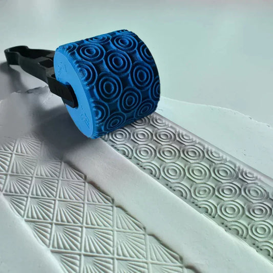 Clay Stamp Roller | Geometric Flower Texture Wheel for DIY Clay Art Clay Texture Roller Peaceful Pleasures Health and Wellness