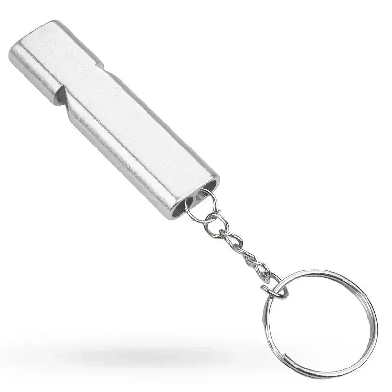 Whistle Flat Aluminum Alloy Dual Frequency Survival Double Tube Outdoor Survival Survival Whistle Equipment Equipped EDC Tool Peaceful Pleasures Health and Wellness Silver