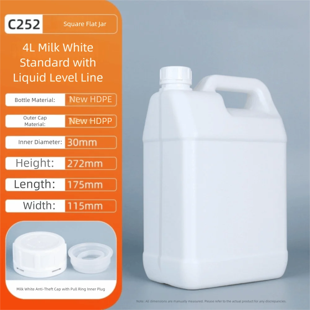 1/2/3/4/5/6/10L Plastic Airtight Bottle with Lid Food Grade HDPE Bucket Sealed Large-Capacity Storage Container Cleaning Essence Peaceful Pleasures Health and Wellness White 4L