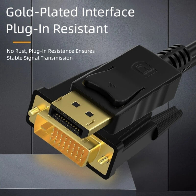 DisplayPort DP to DVI Adapter Connecto Cable Conversion Line 1.8M FHD 1920*1080P For Desktop Laptop PC TV Monitor Projector Peaceful Pleasures Health and Wellness