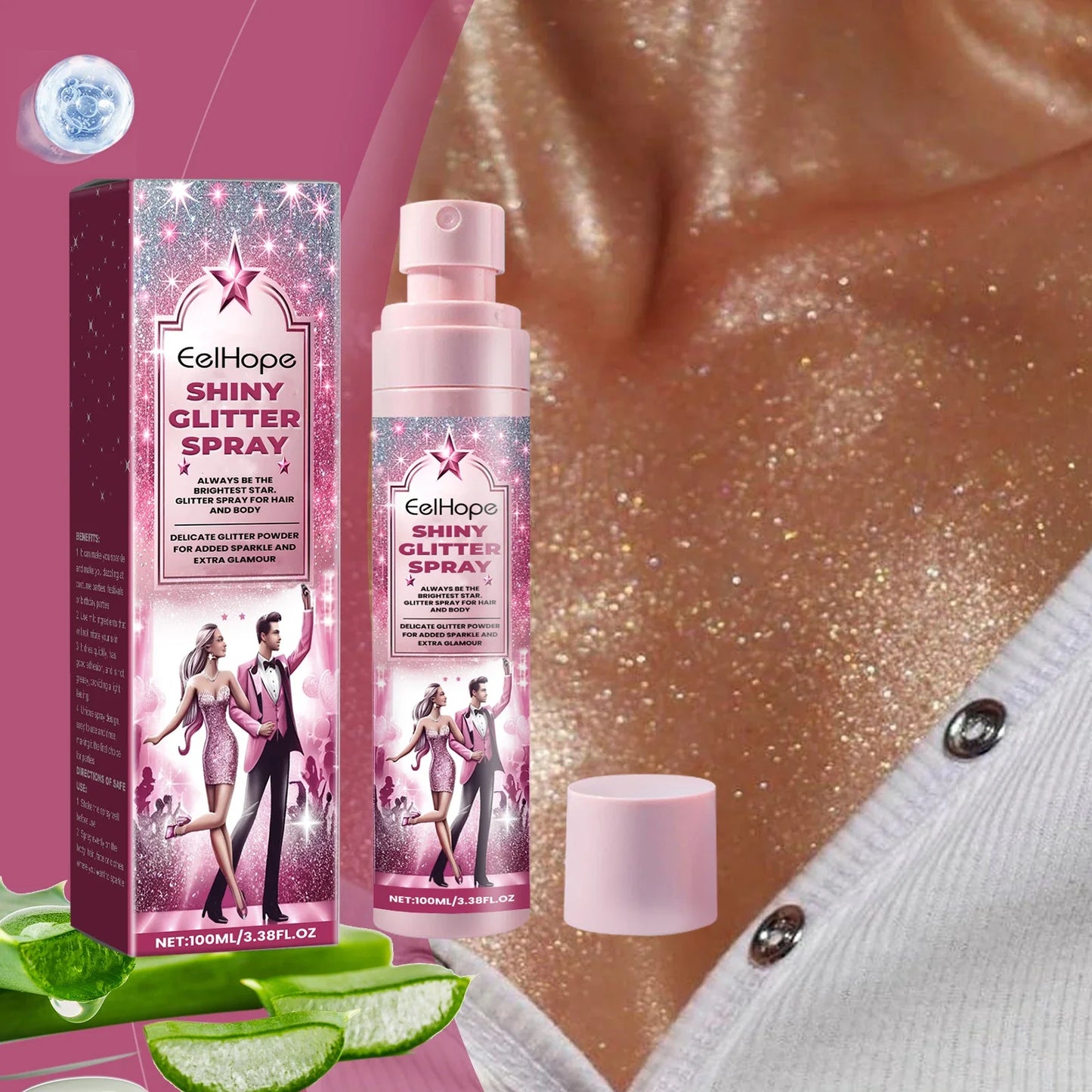 Eelhope Glitter Shimmer Spray – Face, Hair, Body & Clothes