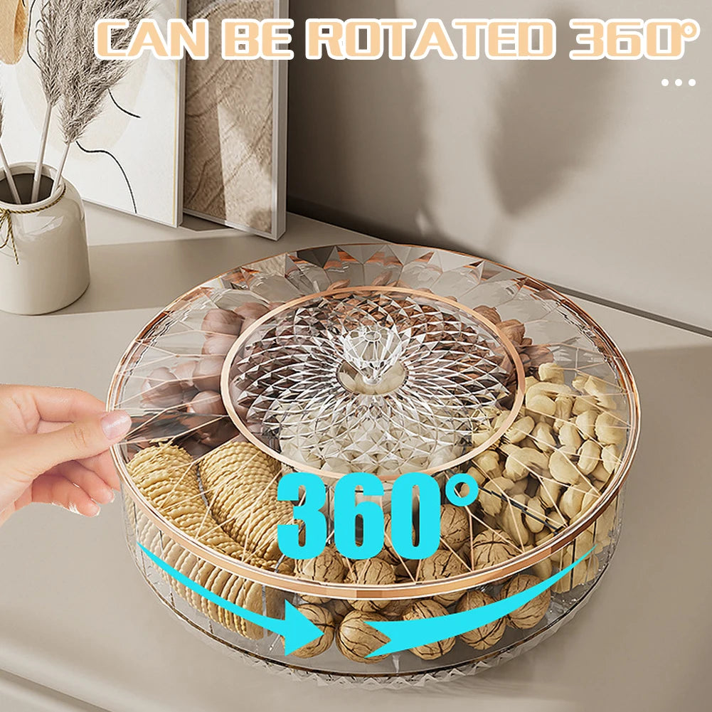 Household Tea Table Fruit Tray Rotatable Stackable Fruit Dispensing Box Dry Fruit Tray Fruit Dish Candys Container Storage Peaceful Pleasures Health and Wellness