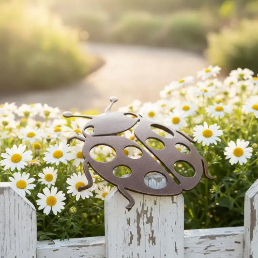 Foldable Metal Ladybug Wall Decor – Rustic Vintage Garden Art Wall Art Sculpture Peaceful Pleasures Health and Wellness