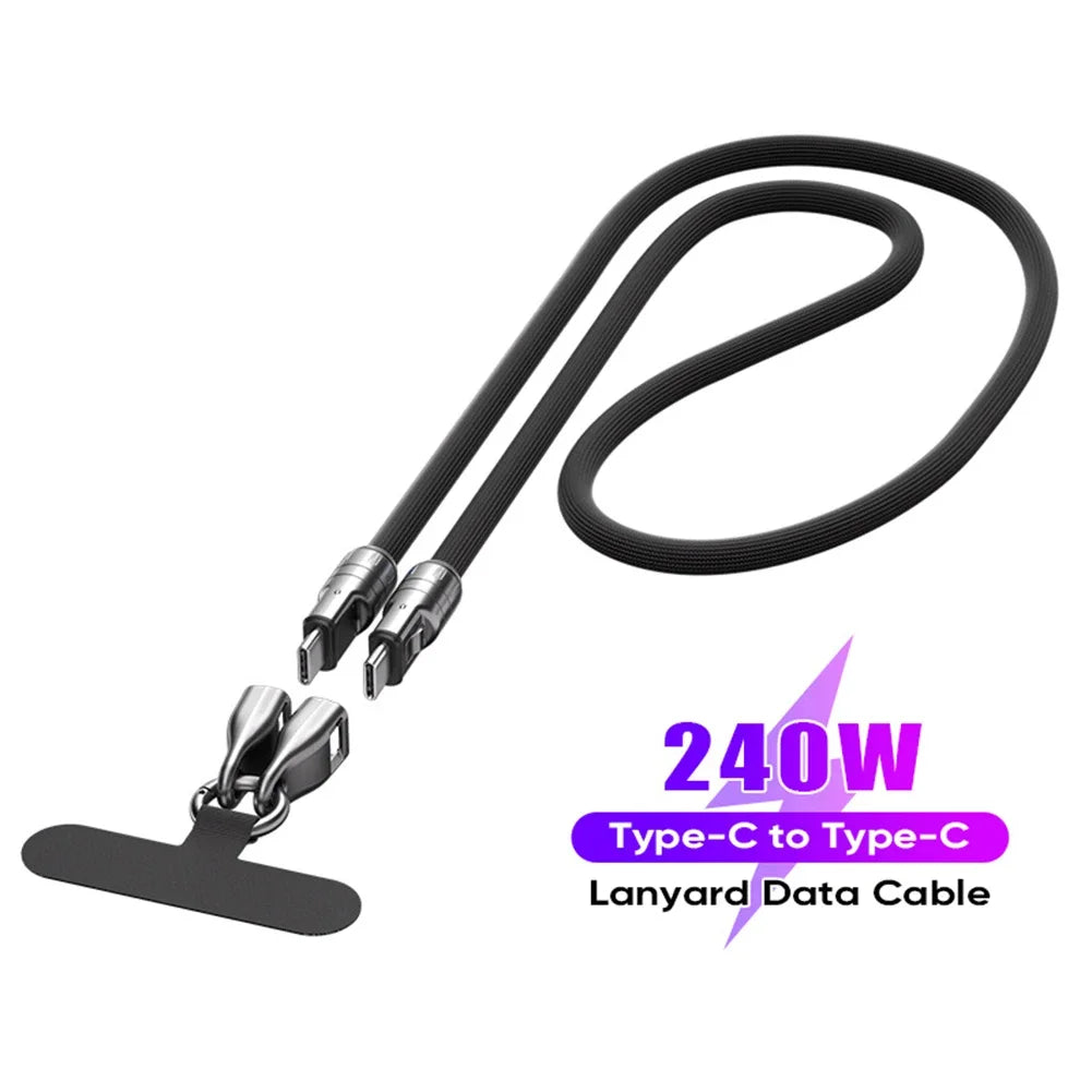 2-in-1 USB-C Lanyard & 240W Fast Charging Cable | PD Zinc Alloy