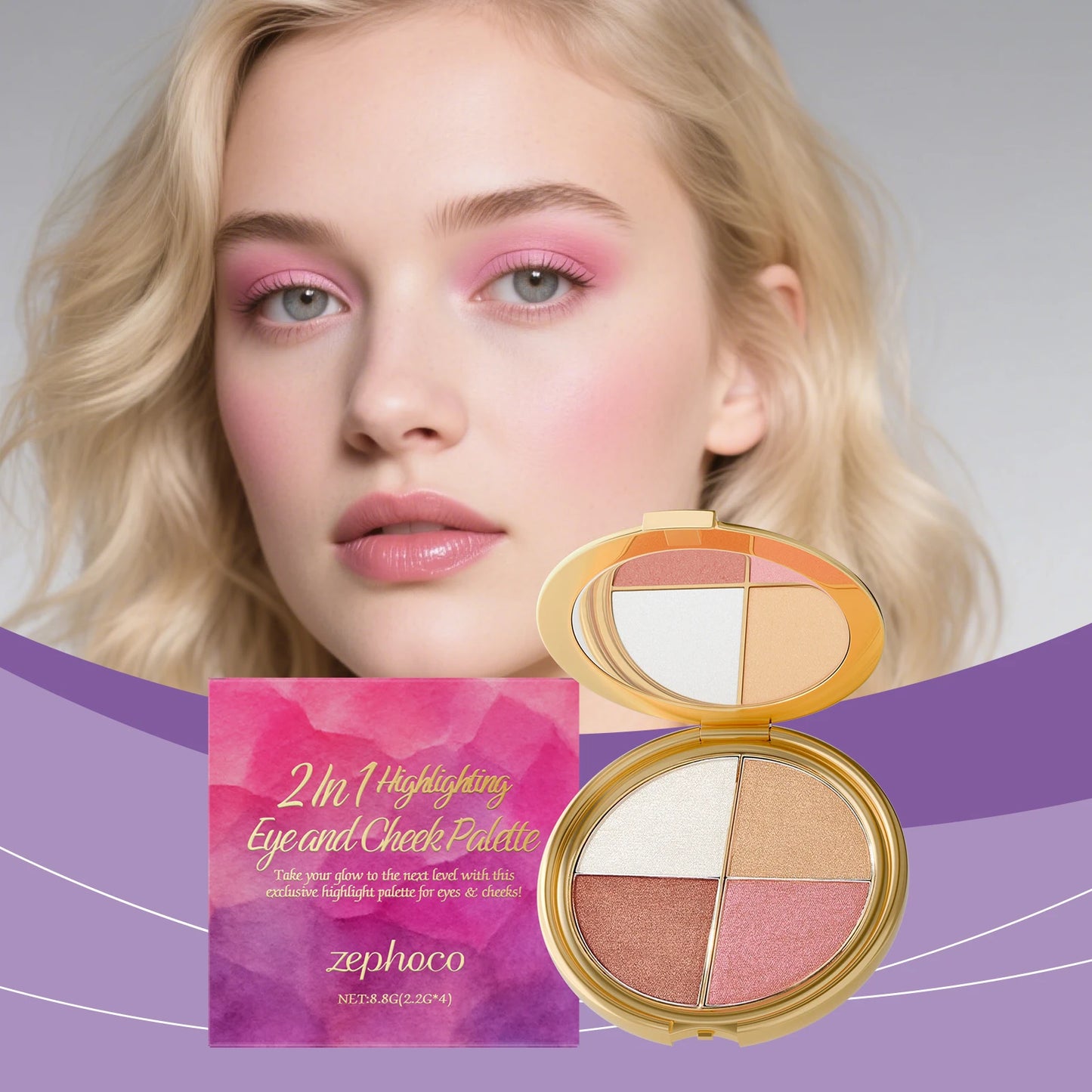 Eelhope 3-in-1 Palette | Highlighter, Eyeshadow & Blush