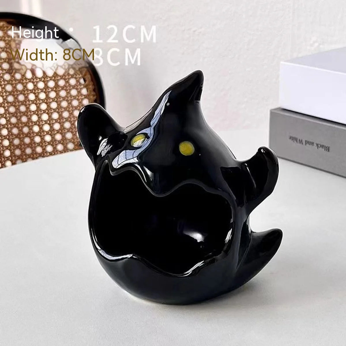 Ceramic Ghost Candle Holder Ashtray Desktop Aromatherapy Candle Container Halloween Christmas Gift Practical Home Decoration New Peaceful Pleasures Health and Wellness black