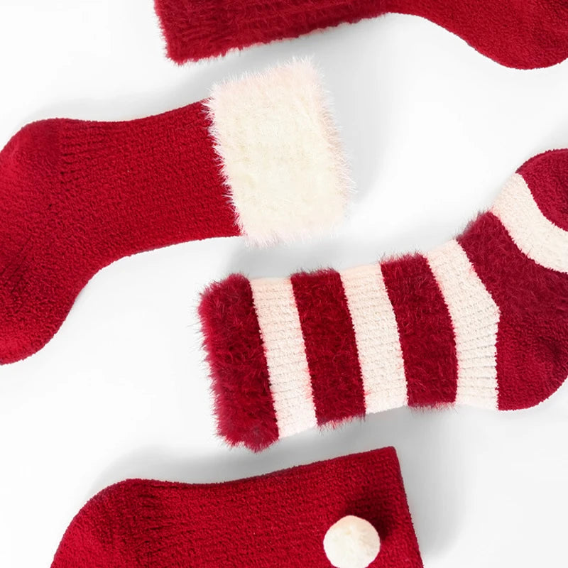Kids Winter Fleece Floor Socks | Cute Stripe Warm 0–6Y