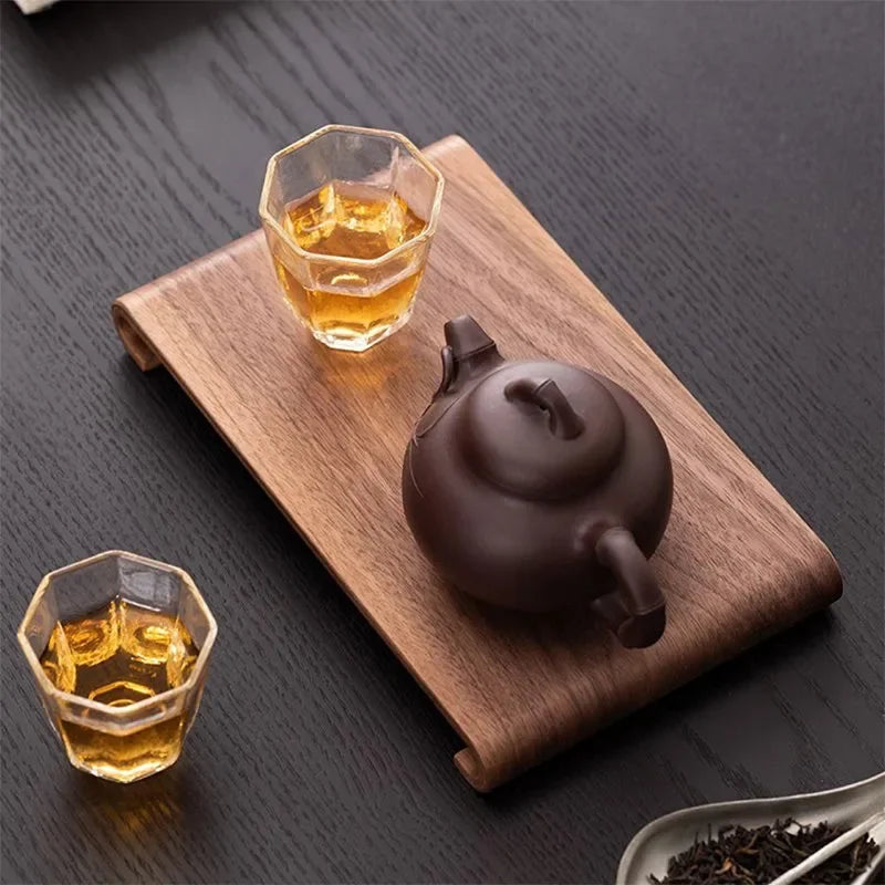 Creative rectangular wooden desktop display rack Hotel Home Coffee Table Decorative Plate Retro Style Heat-resistant Thick Tray Peaceful Pleasures Health and Wellness