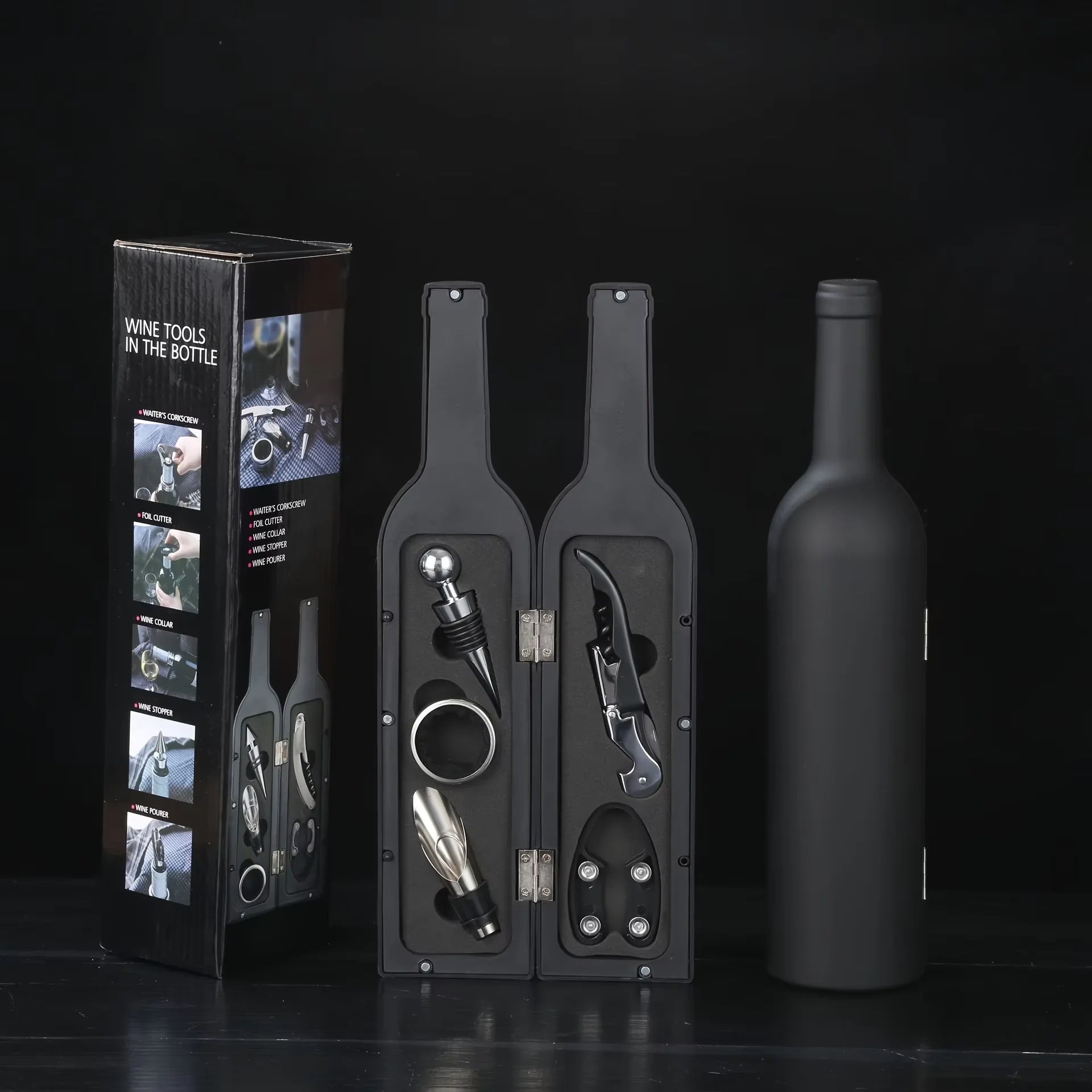 Premium Wine Tool Kit - 5-Piece Set with Corkscrew & Accessories, Perfect for Gifts, Travel & Home Bars home bar bartender set Peaceful Pleasures Health and Wellness 2set